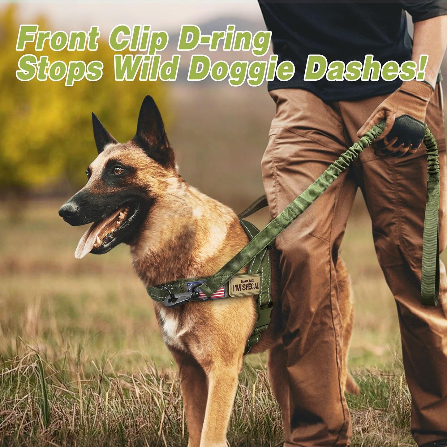 Forestpaw No Pull Dog Harness - Soft Flannel Padded Tactical Dog Vest Harness with Quick Release Buckle, Adjustable Reflective Pet Harness for Large Dogs Walking Training,Green XL