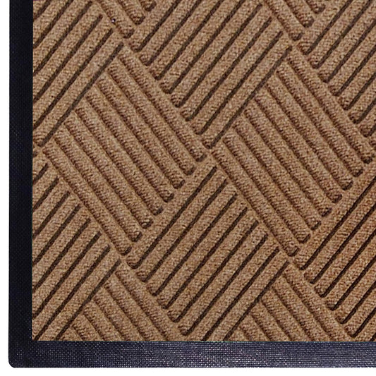 WaterHog Diamond | Commercial-Grade Entrance Mat with Rubber Border – Indoor/Outdoor, Quick Drying, Stain Resistant Door Mat (Medium Brown, 4' x 8')